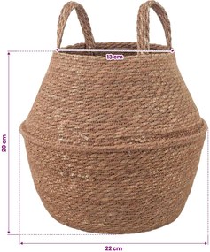 vidaXL Γλάστρα με Χερούλια 2 τμχ. Φυσικό Ø 22 x 20 cm