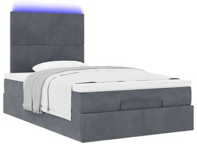 vidaXL Οθωμανικό κρεβάτι με στρώματα & LEDs Σκούρο γκρι Velvet