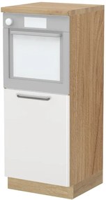 Επιδαπέδιο ντουλάπι φούρνου ψηλό Modena K14-60-1KR-Καρυδί - Λευκό γυαλιστερό - 60.00Χ60.00Χ148.00cm