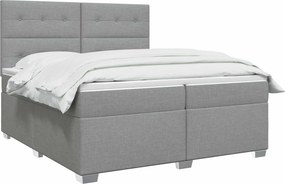 vidaXL Κρεβάτι box spring με στρώμα Ανοιχτό γκρι 200 x 200 cm Ύφασμα