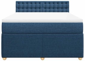 vidaXL Κρεβάτι Boxspring με Στρώμα Μπλε 160x200 εκ. Υφασμάτινο