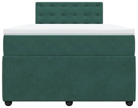 vidaXL Κρεβάτι Boxspring με Στρώμα Σκούρο Πράσινο 120x200εκ. Βελούδινο