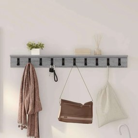 vidaXL Τοίχου Κρεμάστρα με ράφι Γκρι sonoma 100 x 10.5 x 10.5 εκ