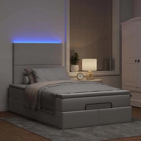 VidaXL Οθωμανικό κρεβάτι με στρώμα & LEDs Taupe 120x200cm ύφασμα