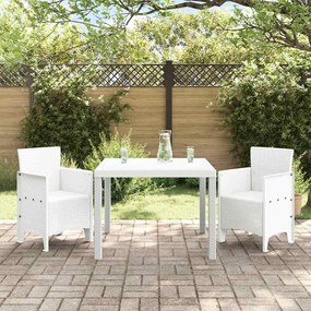 vidaXL Σέτ φαγητού για κήπο 3 pcs Λευκό Rattan Polt