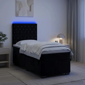 vidaXL Κρεβάτι box spring με στρώμα Μαύρο 90 x 190 cm Βελούδο