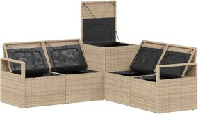vidaXL Σετ Καναπέ 5 τμχ. Μπεζ και Κρέμ 177 x 177 x 85 εκ