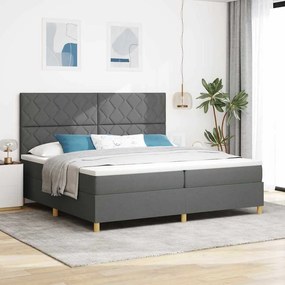 vidaXL LED Κρεβάτι με βάθρο Σκούρο Γκρι 200 x 200 cm ύφασμα