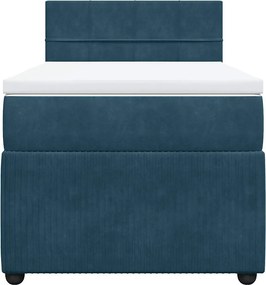 vidaXL Κρεβάτι Boxspring με Στρώμα Μπλε 90x190 εκ. Βελούδινο