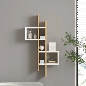Ραφιέρα τοίχου Garel pakoworld σε oak-λευκή απόχρωση 53,8x19,6x108εκ