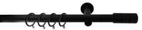 Κουρτινόξυλο Φ28mm Μονό Επεκτεινόμενο 140-240cm Με Άκρα Grace Black Mat 998738