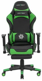 Καρέκλα gaming Berwyn 183, Μαύρο, Πράσινο, 124x55x60cm, 22 kg, Με ρόδες, Με μπράτσα, Μηχανισμός καρέκλας: Κλίση | Epipla1.gr