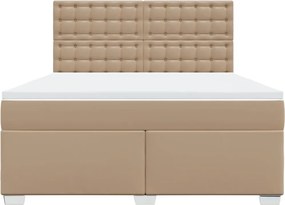 vidaXL Κρεβάτι Boxspring με Στρώμα Καπουτσίνο 180x200 εκ. Συνθ. Δέρμα