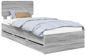 vidaXL Σκελετός Κρεβατιού Γκρίζο Σονομα 90 x 200 cm Μηχανήματος Ξύλο