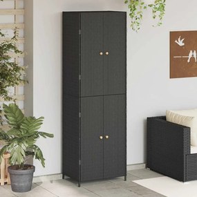 vidaXL Ντουλάπι Αποθήκευσης Κήπου Μαύρο 59x40x180 εκ. από Συνθ. Ρατάν