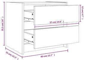 Κομοδίνο Λευκό 40 x 31 x 35,5 εκ. από Μασίφ Ξύλο Πεύκου - Λευκό