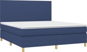 vidaXL Κρεβάτι Boxspring με Στρώμα Μπλε 160x200 εκ. Υφασμάτινο