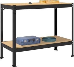 vidaXL Εργαστηριακός πάγκος με ράφι Μαύρο 115 x 55 x 91 εκ