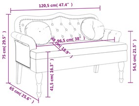 Παγκάκι με Μαξιλάρια Ανοιχτό Γκρι 120,5 x 65 x 75 εκ. Βελούδινο - Γκρι