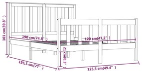 Πλαίσιο Κρεβατιού 120 x 190 εκ. Μασίφ Πεύκο Small Double - Καφέ