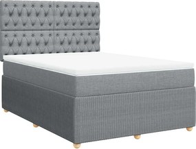 vidaXL Κρεβάτι Boxspring με Στρώμα Ανοιχτό Γκρι 140x190 εκ. Υφασμάτινο