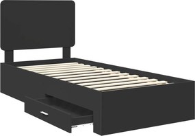 vidaXL Σκελετός Κρεβατιού Μαύρο 75 x 190 cm Επεξεργασμένο ξύλο