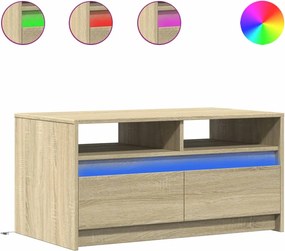 vidaXL Τραπεζάκι Σαλονιού με Φώτα LED Sonoma Δρυς Επεξ. Ξύλο