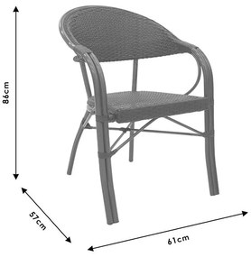 Τραπεζαρία Paula σετ 5τεμ μέταλλο-pe rattan καφέ 60x60x60 εκ.