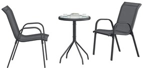 vidaXL Σετ Μπιστρό Κήπου 3 pcs Γκρι Ατσάλι