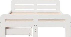 vidaXL Σκελετός Κρεβ. Χωρίς Στρώμα Λευκό 135x190 εκ Μασίφ Πεύκο