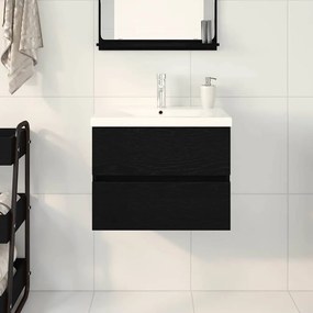 vidaXL Ντουλάπα Νεροχύτη Μαύρη δρυς 60 x 39 x 62 εκ Επεξεργασμένο ξύλο