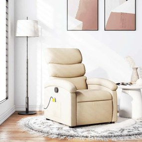 vidaXL Πολυθρόνα Μασάζ με Ανακλινόμενη Πόρτα από Ύφασμα σε Κρεμ Χρώμα