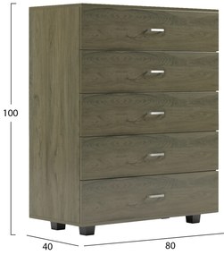 Συρταριέρα Μελαμίνης Thorg ME 5 Συρτάρια Dark Olive 80x40x100 Υ Εκ.