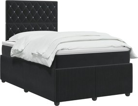 vidaXL Κρεβάτι box spring με στρώμα Μαύρο 120 x 190 cm Βελούδο