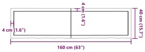 Ράφι Τοίχου 160x40x(2-6) εκ. από Ακατέργαστο Μασίφ Ξύλο Δρυός - Καφέ