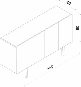 Κονσόλα Μαύρο CLOPRE 140x40x19