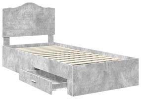 vidaXL Σκελετός Κρεβατιού με κεφαλάρι Σκυρόδεμα Γκρι 75 x 190 cm