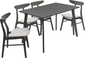 Tραπεζαρία Benson - Orlean pakoworld σετ 5τμχ rustic grey-ύφασμα γκρι 120x75x75εκ