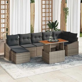 vidaXL Σέτ φαγητού για κήπο με μαξιλάρι 8 pcs Γκρι, Καφέ