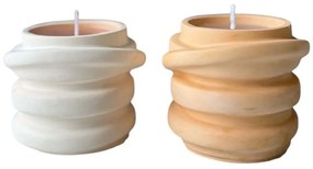 Κεριά Σόγιας Σε Δοχεία Glamour (Σετ 2Τμχ) 447FLD1132 8x7x8cm White-Orange Aberto Design Τσιμέντο
