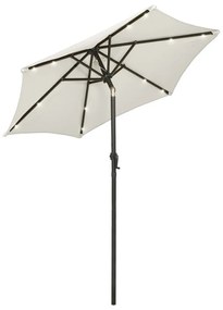 Ομπρέλα με LED Χρώμα Άμμου 200 x 211 εκ. Αλουμινίου - Γκρι