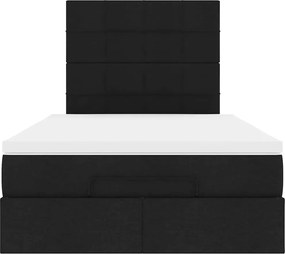 vidaXL Οθωμανικό κρεβάτι με στρώμα Μαύρο 120x190 cm Ύφασμα