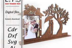 Intra απο ξύλο plywood 3mm-4mm πάχος – Κορνίζα φωτογραφιών. Αρχείο κοπής με λέιζερ. Δίασταση  20x20 cm INTRAFABR-97565163
