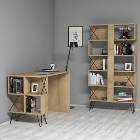 Stewehome Σετ γραφείο μελέτης και βιβλιοθήκη Δρυς 90x22x167.3 cm