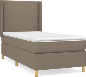 vidaXL Κρεβάτι Boxspring με Στρώμα Taupe 90x200 εκ. Υφασμάτινο