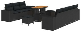 vidaXL Σετ Καναπέ Κήπου 10 pcs Μαύρο συνθετικό ρατάν