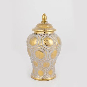 ΒΑΖΟ ΚΕΡΑΜΙΚΟ ΓΚΡΙ  ΧΡΥΣΟ 15x15x27.6cm