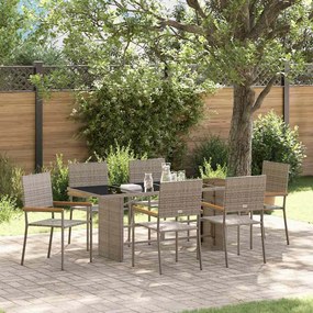vidaXL Σέτ φαγητού για κήπο 7 pcs Γκρι 190 x 80 x 75 εκ.
