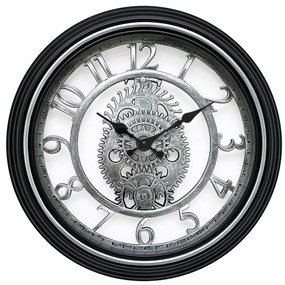 Ρολόι Τοίχου ArteLibre Ασημί/Μαύρο Πλαστικό Φ40.6x4.9cm