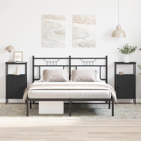 vidaXL Κομοδίνα 2 τεμ Μαύρη Δρυς 41x31x80 εκ Κατασκευασμένο Ξύλο
